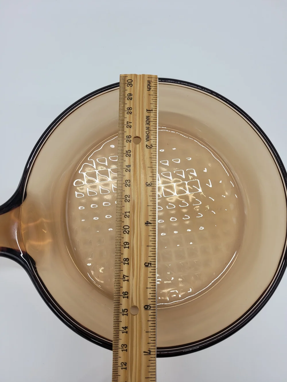 Corning Vision Amber Glass Skillet Pan Handle Vintage USA Made 7